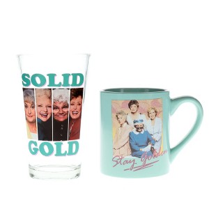 Silver Buffalo The Golden Girls "Stay Golden" Pint Glass and Coffee Mug Set - 1 of 4