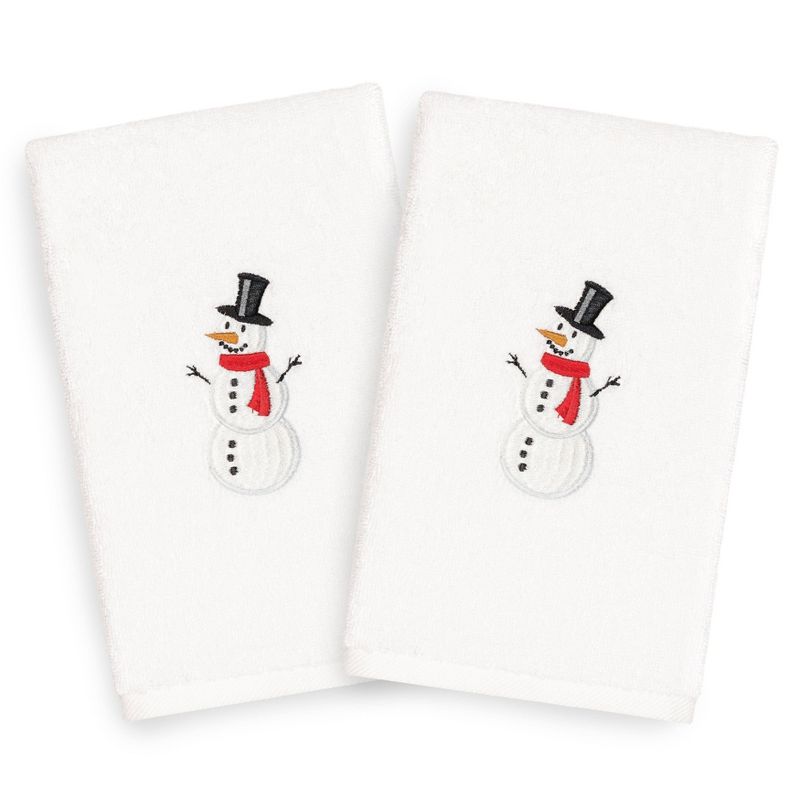 2pk Snowman Hand Towel Set White - Linum Home Textiles, 3 of 5