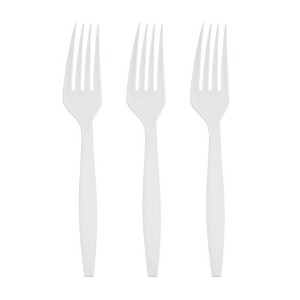 Smarty Had A Party White Plastic Disposable Forks (1000 Forks) - 1 of 3