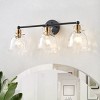 Dewdrop Industrial Wall Light, 3-Light, Black & Brass, Ribbed Clear Glass, - 3 of 4