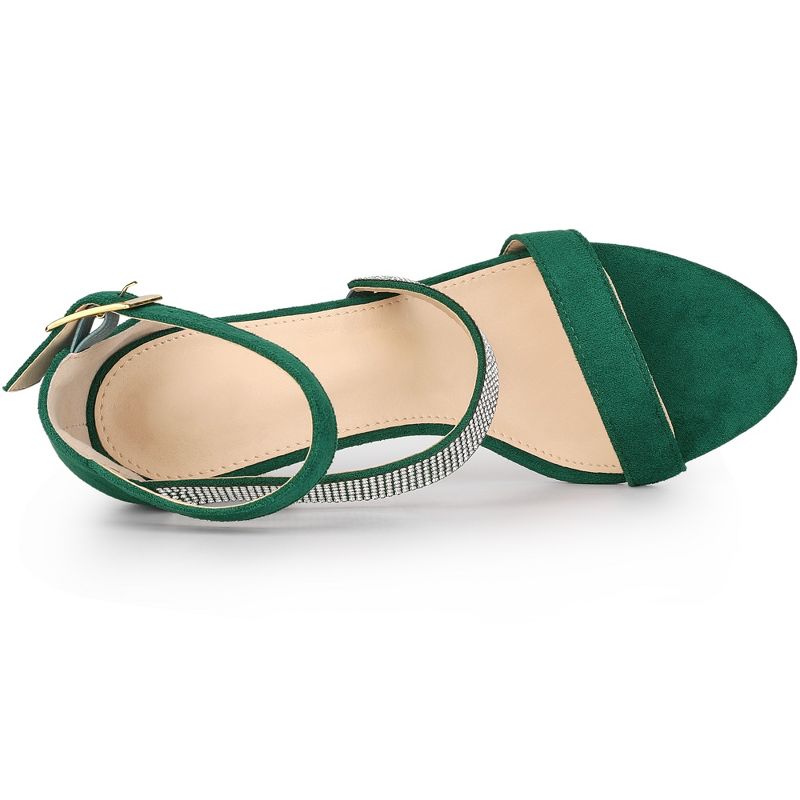 Allegra K Women's Rhinestone Open Toe Block Heels Sandals, 4 of 7
