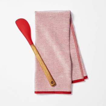 2pc Silicone Spatula and Kitchen Towel Set Red - Figmint™