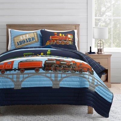 Kids' Steam Trains Quilt Navy - Lush Décor