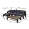 GDFStudio Cavendish Outdoor Acacia Wood 3 Seater Sofa Chat Set with Ottoman - 3 of 4