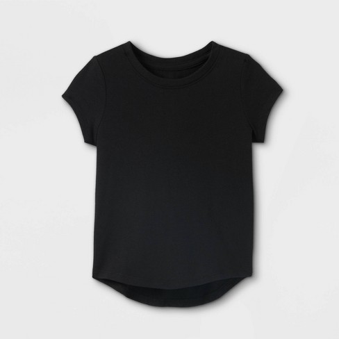 Toddler Girls' Solid Knit Short Sleeve T-shirt - Cat & Jack™ Black 12m ...