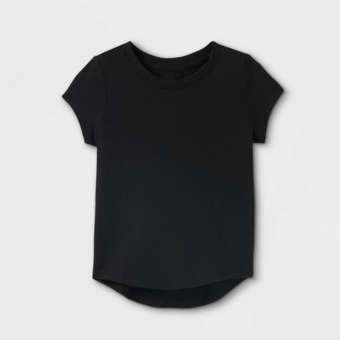 Toddler Girls' Solid Knit Short Sleeve T-Shirt - Cat & Jack™ Black 4T