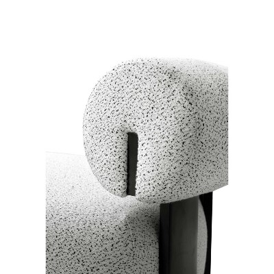 Bartow Black and White Faux Leather Barrel Accent Chair