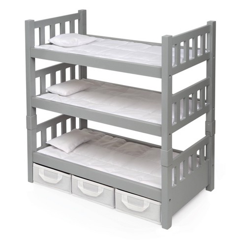 Badger Basket 1-2-3 Convertible Doll Bunk Bed with Baskets and Free  Personalization Kit - Executive Gray