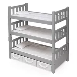 Badger Basket 1-2-3 Convertible Doll Bunk Bed with Baskets and Free Personalization Kit  - Executive Gray