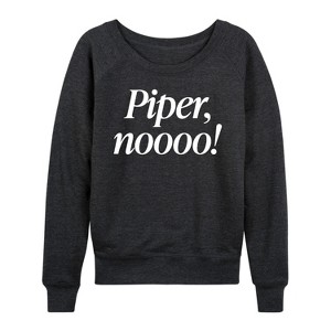 Women's - Instant Message - Piper No Lightweight French Terry Wide Neck Long Sleeve Shirt - 1 of 4