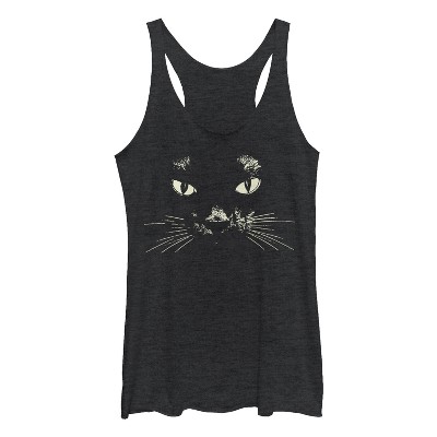 Women's Lost Gods Black Cat Face Racerback Tank Top : Target