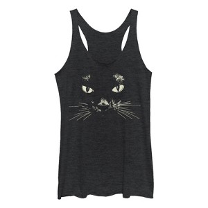 Women's Lost Gods Black Cat Face Racerback Tank Top - 1 of 3
