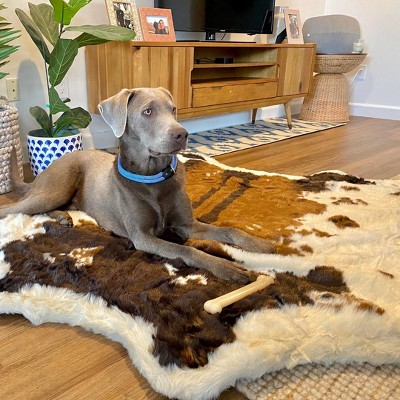 Brown Faux Cowhide Memory Foam Dog Bed Rug