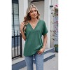 Women's V-Neck Basic Top - Soft Skin-Friendly Versatile Tee - 2 of 4