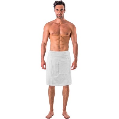 TowelSoft Premium Terry Cotton Spa Wrap- White for Men