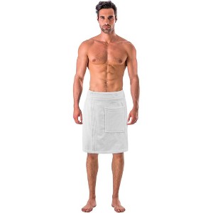 TowelSoft Premium Terry Cotton Spa Wrap- White for Men - 1 of 4