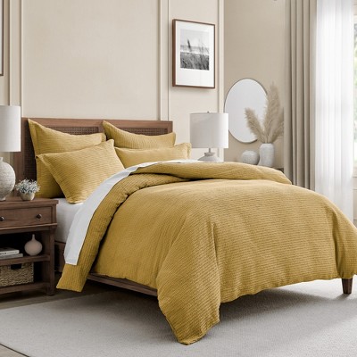 Ochre Organic Cotton King Waffle Weave Duvet Set