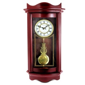 Bedford Clock Collection Weathered Chocolate Cherry Wood 25 Inch Wall Clock with Pendulum - 1 of 3