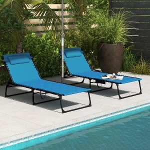 Maggift Patio Chaise Lounges Set of 2, Portable Foldable Lounge Chair, Adjustable Angle Multifunctional Patio Lounge Chair, Blue, 51.2"*25.6"*14.2" - 1 of 4