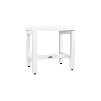 18" White Teak Wood Shower Safety Bench