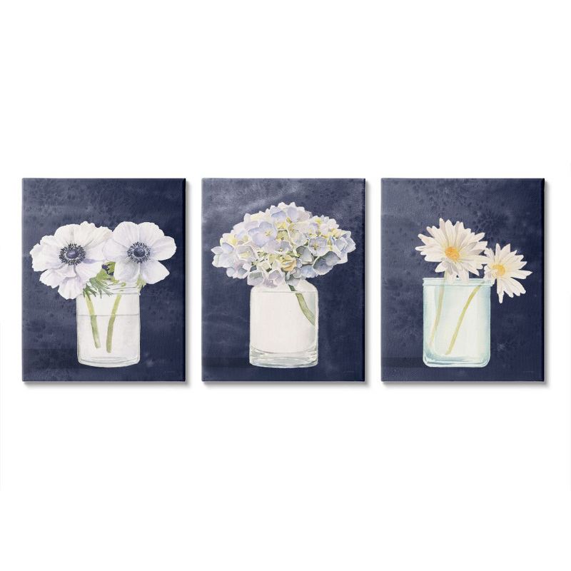Stupell Industries Farmhouse Flower Bouquets Navy Blue White Painting, 1 of 6
