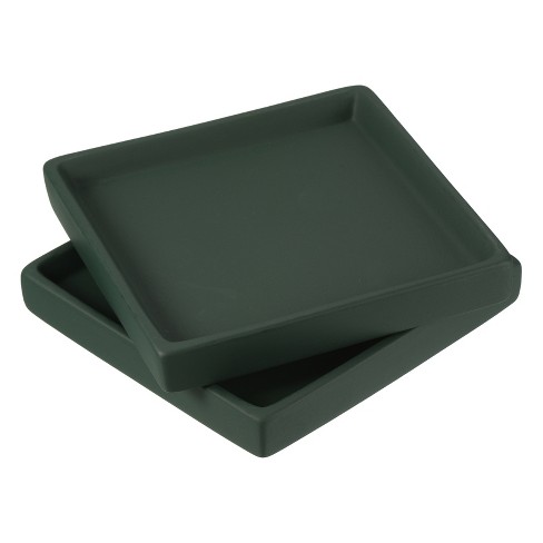 Unique Bargains Indoor Outdoor Ceramic Square Plant Pot Saucers Tray 4.72 X  4.72'' Inch 2 Pcs Dark Green : Target