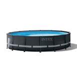 Intex Ultra XTR Frame 14'x42" Round Above Ground Outdoor Swimming Pool Set with Sand Filter Pump, Ground Cloth, Ladder, and Pool Cover