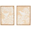 Olivia & May Set of 2 Wood Bird Wall Decors with White Painted Floral Patterns Brown: Fir Craftsmanship, Vertical Hang, Animal Art - 2 of 4