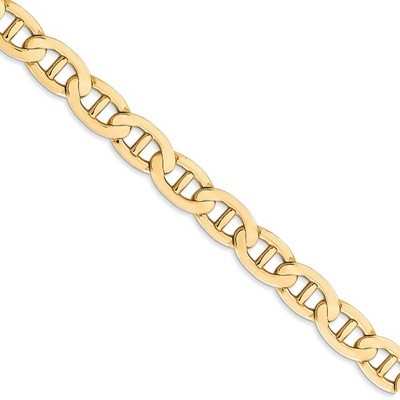 Black Bow Jewelry 7mm 14k Yellow Gold Solid Concave Anchor Chain Necklace