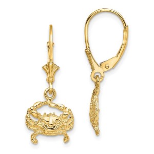 Black Bow Jewelry Blue Crab Lever Back Earrings in 14k Yellow Gold - 1 of 4