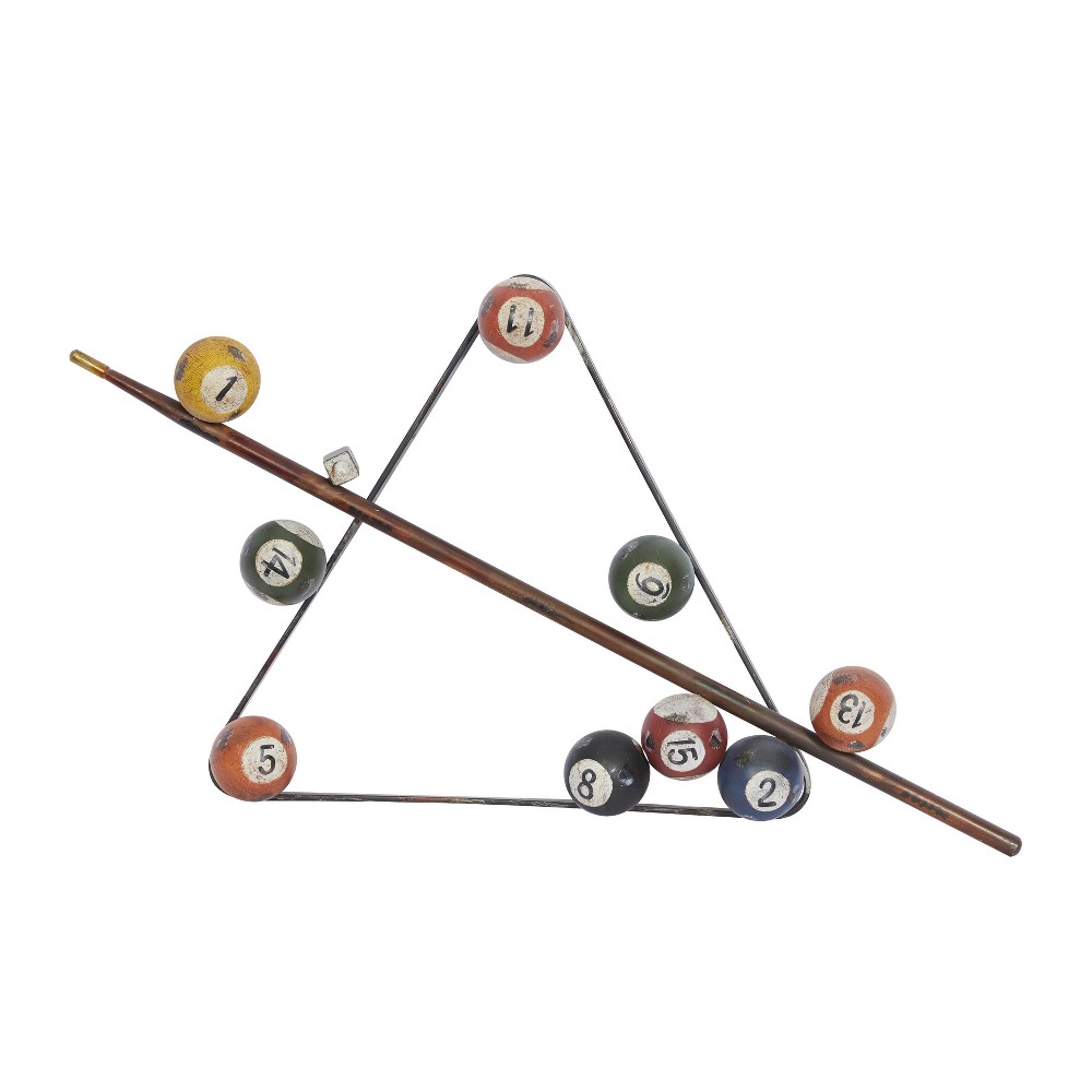 Photos - Wallpaper Metal Games Pool Wall Decor - Olivia & May: Iron Billiards Room Accent, Eclectic Triangle Design