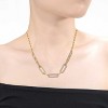 Guili 14K Yellow Gold-Plated Sterling Silver Necklace with Cubic Zirconia Elongated Cable Link Chain, Modern and Sophisticated Design - 2 of 2
