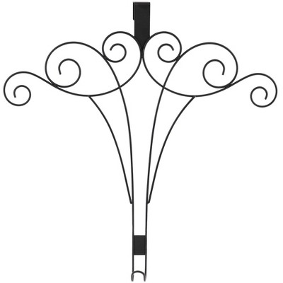 Haute Décor 18" Scrollwork Top Scroll Christmas Wreath Hanger Matte Black: Metal, Weather-Resistant, Door Protector