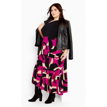 Women's Plus Size Saskia Print Skirt - magenta | AVENUE