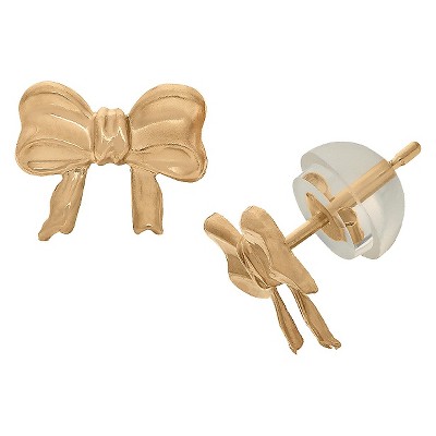 Fit for A Princess 14K Yellow Gold Bow Dangle Screw Back Children's Earrings | Jewelry Vine