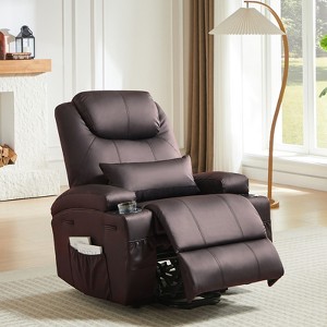 Bestier 34.6'' Electric Power Lift Asist Recliner Chair with Massage and Heat, Fax Leather Reclining Chair with Side Pockets & Cup Holders - 1 of 4