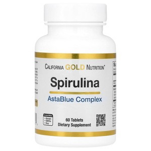 Spirulina AstaBlue Complex, by California Gold Nutrition, Contains The Antioxidants Phycocyanin, Chlorophyll, and Astaxanthin, 60 Tablets - 1 of 4