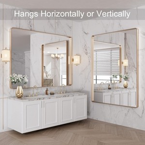 KIOTEE Rectangular Aluminum Alloy Framed and Tempered Glass Wall Bathroom Vanity Mirror in Matte Black - 1 of 4