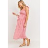Hello Miz Women's Sleeveless Smocked Tie Shoulder Maternity Midi Dress - 2 of 4