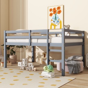 NicBex Twin/Full Size Loft Bed with Ladder,Solid Rubber Wood Bunk Bed Featuring Reinforced Slats & Low-Height Design,Loft Bed for Kids,Teens,Adults - 1 of 4