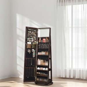 360 Swivel Jewelry Cabinet, Mirror Jewelry Cabinet, Over-the-Door Organizer with Jewelry Storage Interior Mirror, Jewelry Armoire, Gift Idea - 1 of 4