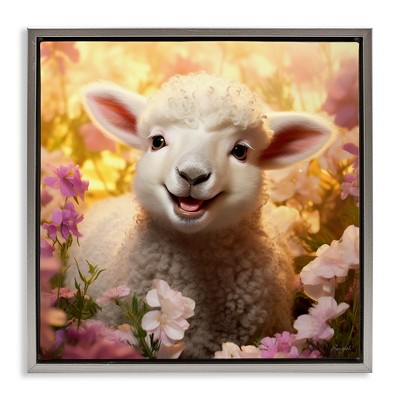 Stupell Industries Lamb in Flower Meadow, 18" x 18"