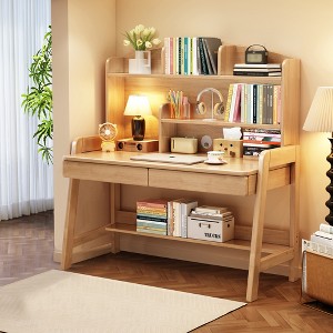 Kids Desk, Wooden Study Desk, Home Office Desk, Writing Desk, Computer Desk, With Bookcase and Drawers - 1 of 4