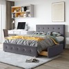 Queen Upholstered Platform Bed with Button Tufted Headboard and 4 Storage Drawers, No Box Spring Needed, Linen Fabric Frame - 2 of 4