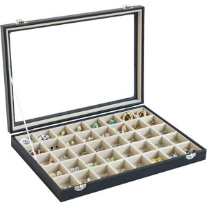 30-Grid Earring Organizer Tray with Clear Lid and Anti-Tarnish Protection - 1 of 4