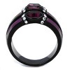 Slickblue Women’s Stainless Steel Ring, IP Black Finish, Amethyst Oval Crystal Stone, Stylish Fashion Ring, Sizes 5-7 - 3 of 4