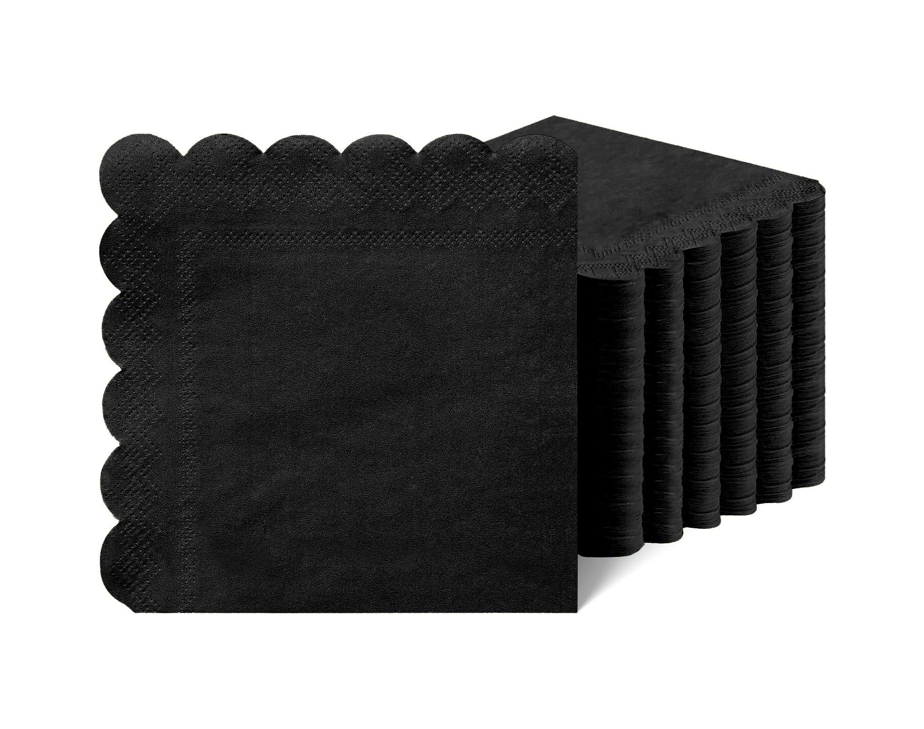 Cocktail Napkins Disposable, 100 Count Scalloped Napkins, Dessert Napkins Beverage Napkins, Folded 5” x 5” Party Napkins