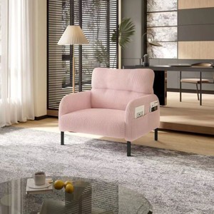 ORRD Modern Cocooning Chair, Ultra-Soft Corduroy Armchair with Wide Seat & Side Pockets for Stylish Living Room & Bedroom - 1 of 4