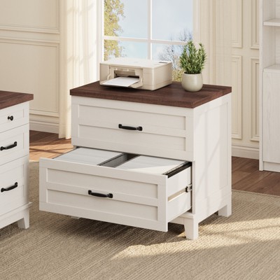 2 Drawer File Cabinet, 31.5"W Lateral Farmhouse Wood Cabinet for Letter/Legal/A4 Size, Sturdy Frame, Large Storage for Printer Stand, Home Office