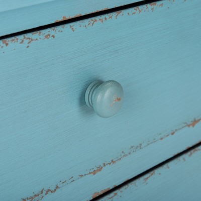 Talbet Distressed Blue 3-Drawer Bohemian Storage Chest